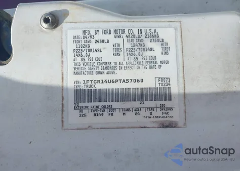 1993 Ford Ranger Super Cab from USA, damaged, VIN 1FTCR14U6PTA57060